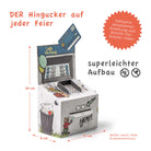 Abmessungen der Geld-O-Mat City Geschenkbox mit Angaben zur Größe
