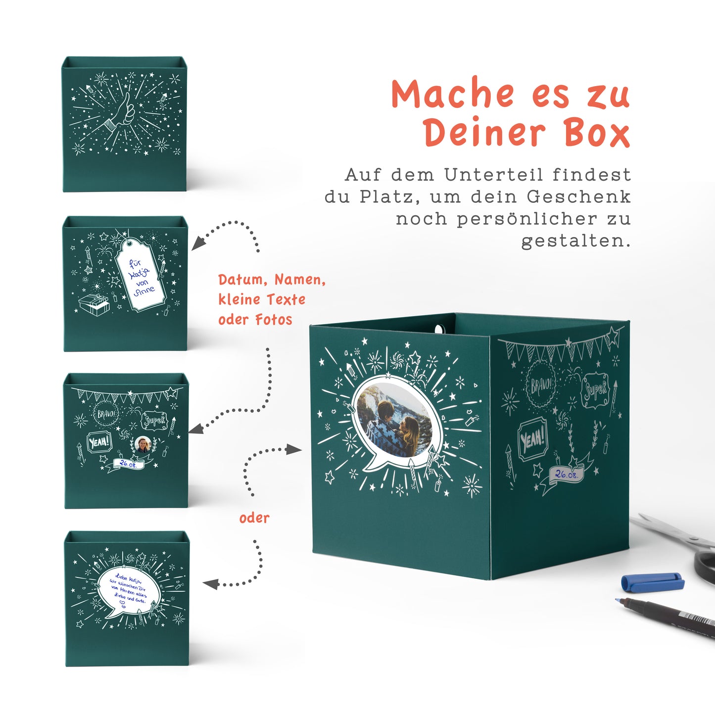 Geschenkbox Liebe „Briefmarken“ – romantische Rätselbox mit Schloss