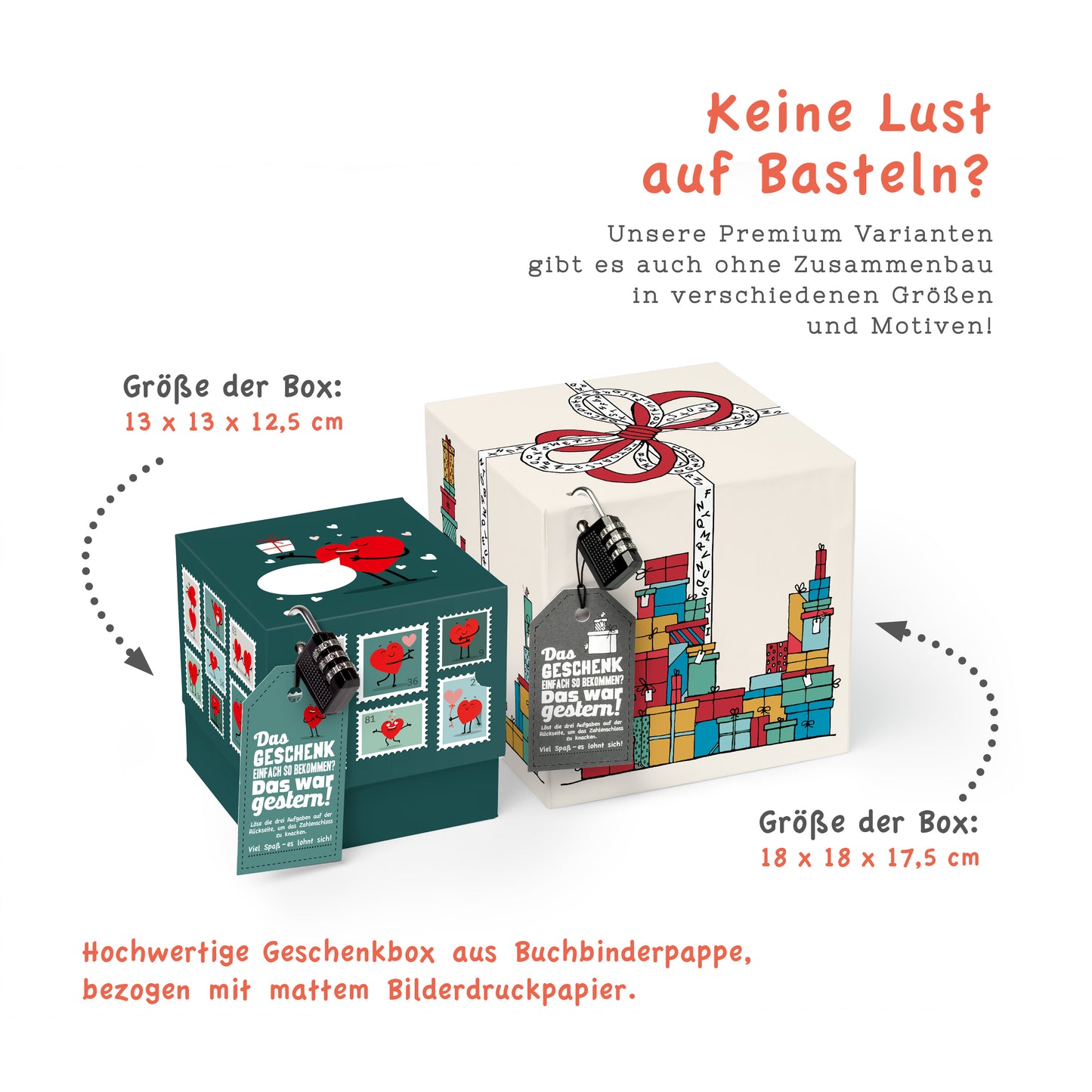 Geschenkbox Liebe „Briefmarken“ – romantische Rätselbox mit Schloss