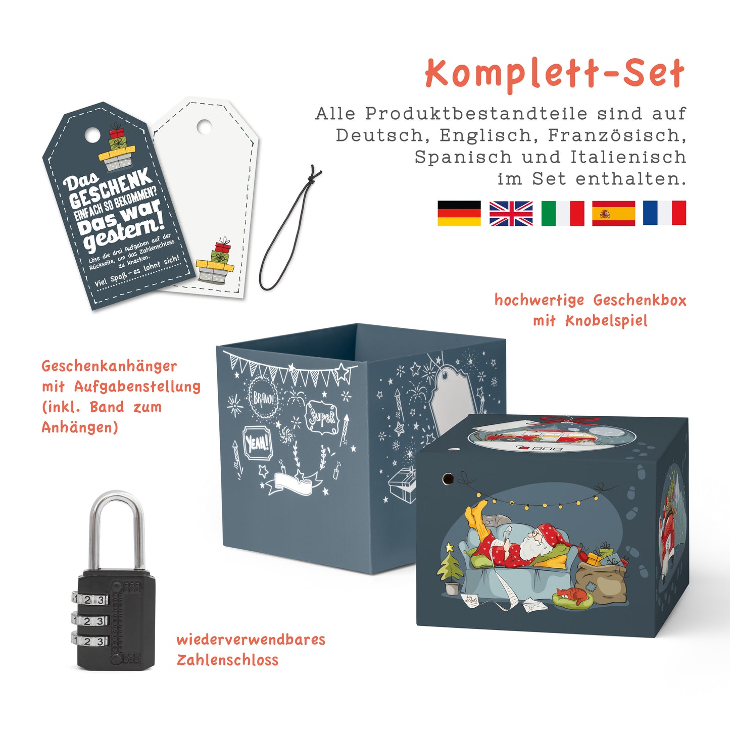 Rätselfaltbox Xmas, verschiedene Größen