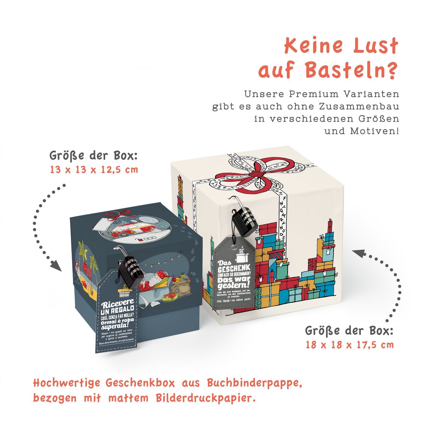 Rätselfaltbox Xmas, verschiedene Größen