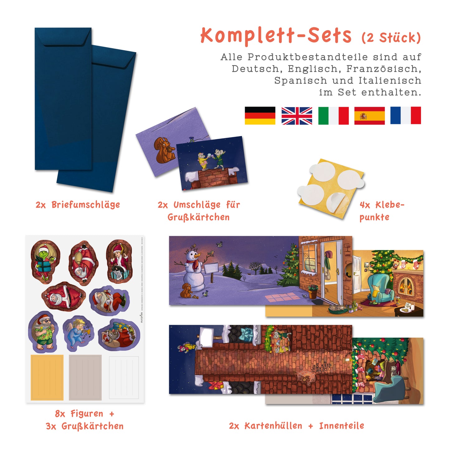 Schiebekarten Weihnachten, 2er Set