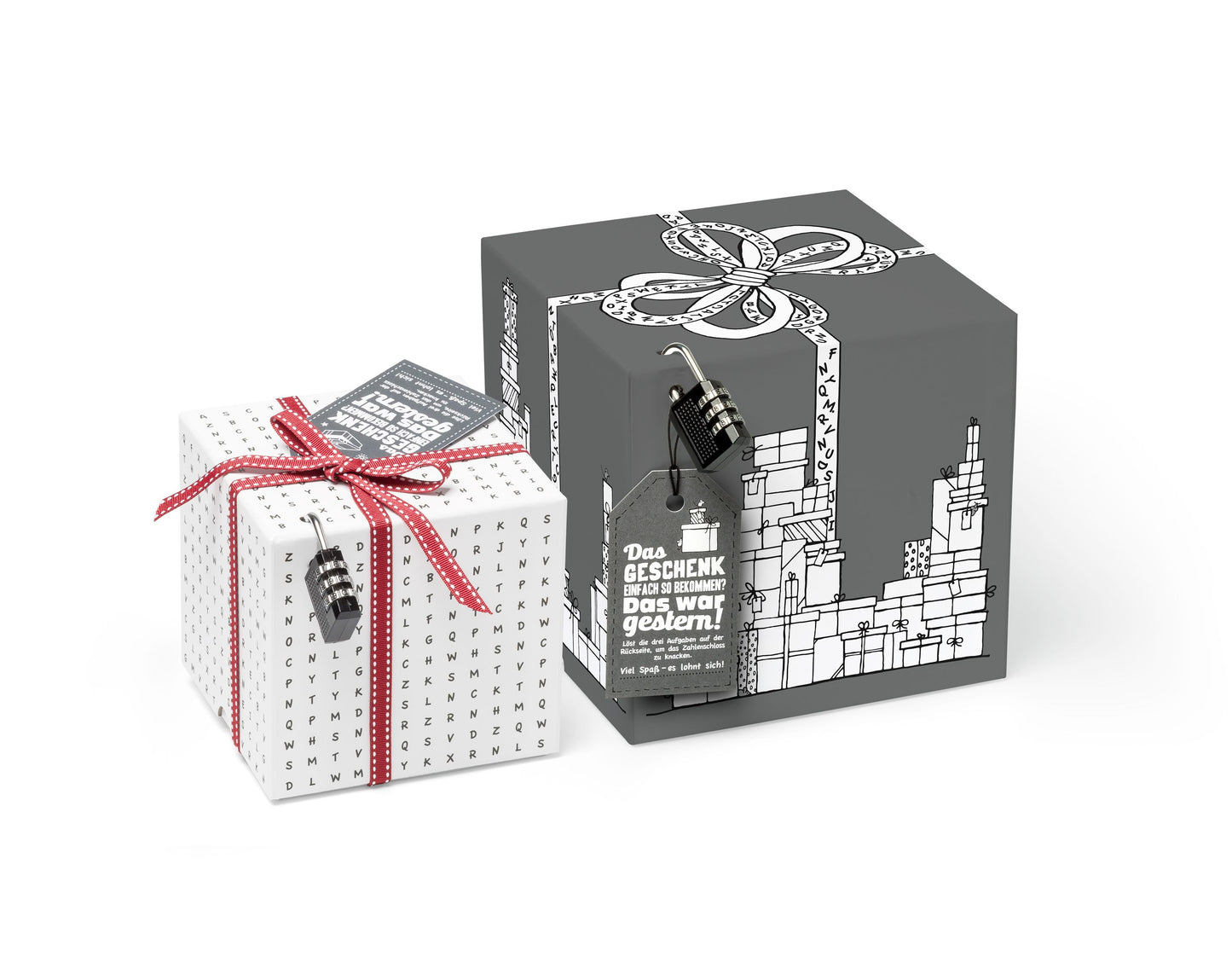 Geschenkrätselbox, 17cm, grau