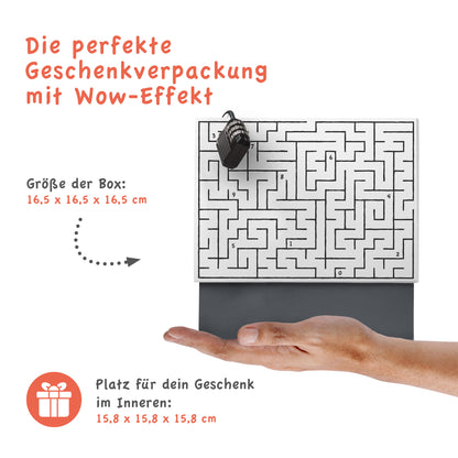 Rätselfaltbox Labyrinth, 16,5 cm, Weiß