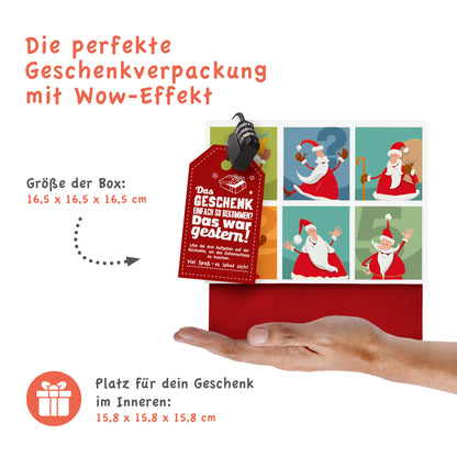 Rätselfaltbox Santa, Größe 16 cm, farbig