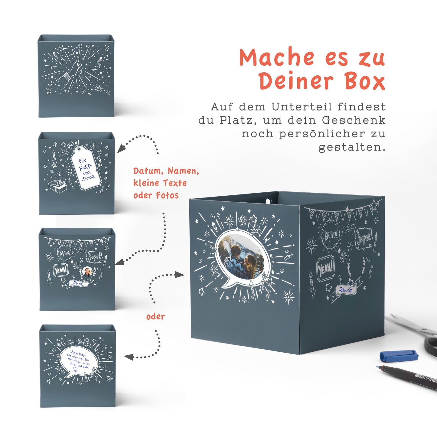 Rätselfaltbox Xmas, Größe 16 cm, farbig