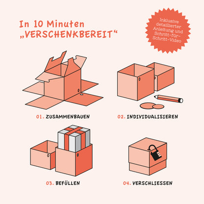 Rätselgeschenkbox Herzen 16,5cm, weiß