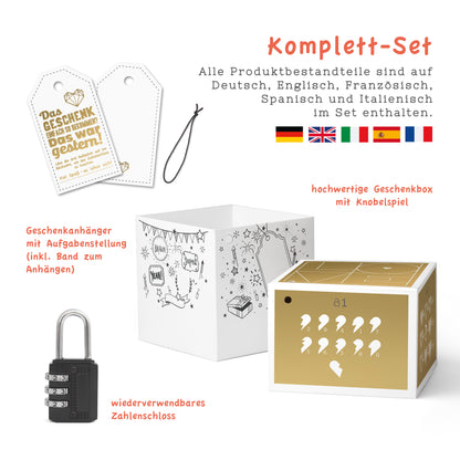 Geldgeschenk Hochzeit - SURPRISA Geschenkbox mit Goldfolie, Rätselbox für Geschenke und Gutscheine