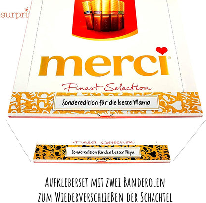 Merci-Aufkleber, Mama / Papa