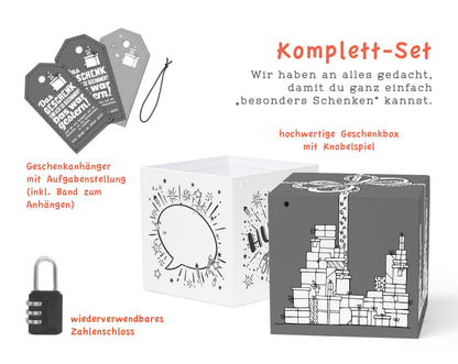 Geschenkrätselbox, 17cm, grau