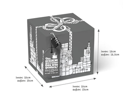Geschenkrätselbox, 12cm, grau